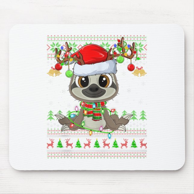 Alfombrilla De Ratón Funny Sloth Ugly Christmas Sweaters Holiday Santa  (Frente)