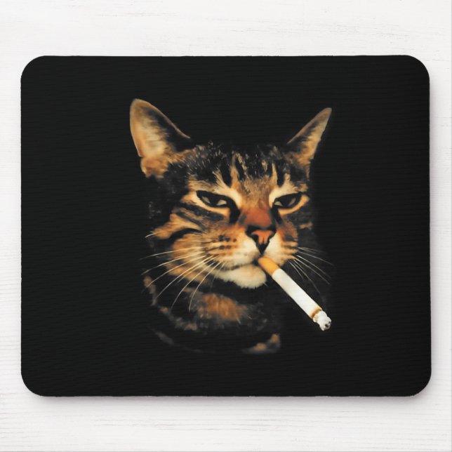 Alfombrilla De Ratón Funny Smoking Cat Cigarette Kitten Meme Stupid Bra (Frente)