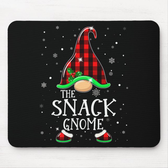 Alfombrilla De Ratón Funny Snack Gnome Buffalo Plaid Matching Christmas (Frente)