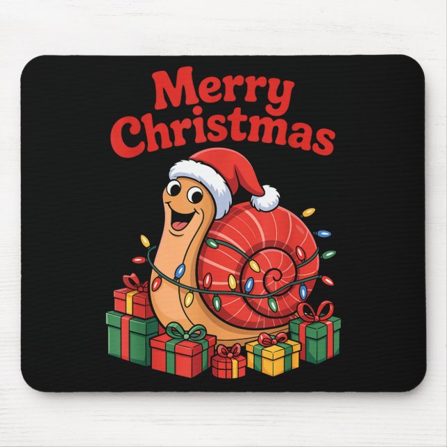 Alfombrilla De Ratón Funny Snail Santa Hat Animals Lovers Ugly Christma (Frente)