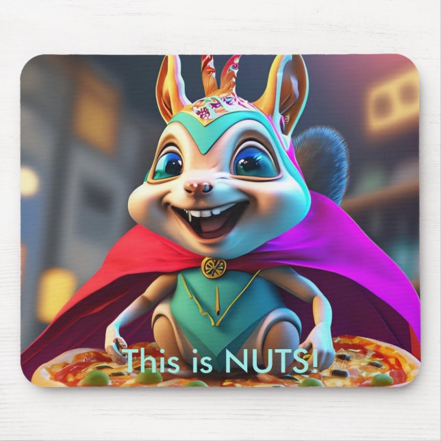 Alfombrilla De Ratón Funny Squirrel Pizza Nueces Diseño (Frente)