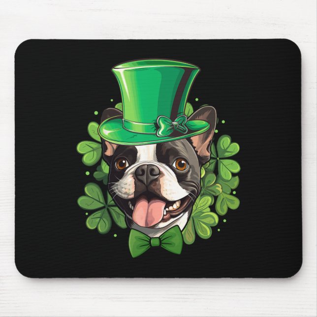 Alfombrilla De Ratón Funny St Patricks Boston Terrier  (Frente)