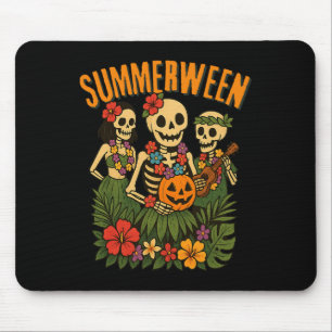 Alfombrilla De Ratón Funny Summerween Skeletons Luau Fiesta Halloween B