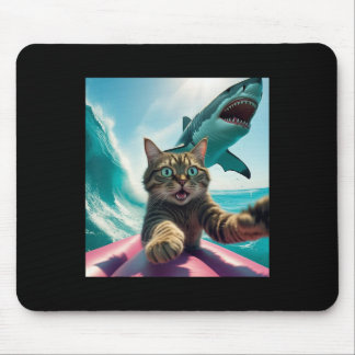 Alfombrilla De Ratón Funny Surfing Cat Selfie With Shark Meme _1 
