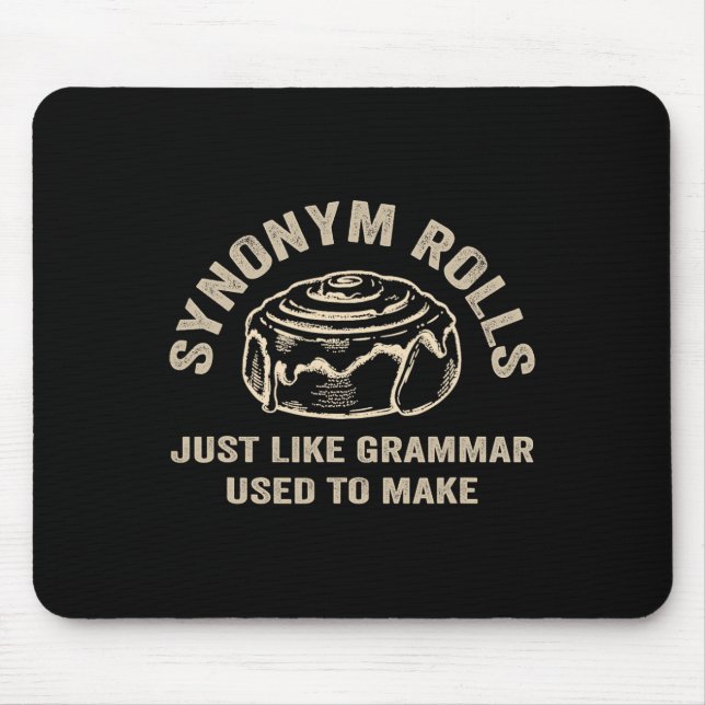 Alfombrilla De Ratón Funny Synonym Rolls Joke Cinnamon Rolls Grammar Pu (Frente)