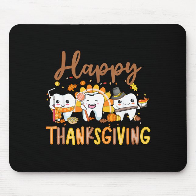 Alfombrilla De Ratón Funny Teeth Thanksgiving Dentist Turkey Dental Squ (Frente)