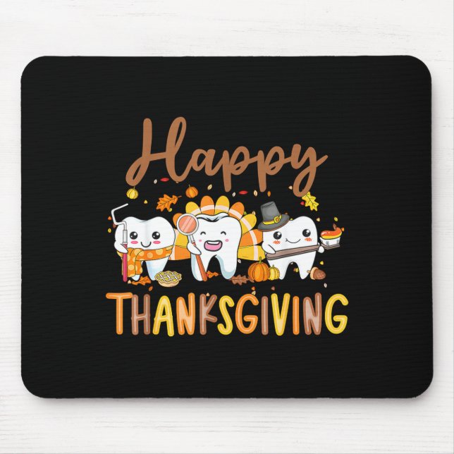 Alfombrilla De Ratón Funny Teeth Thanksgiving Dentist Turkey Dental Squ (Frente)