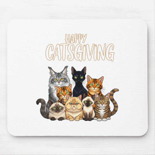 Alfombrilla De Ratón Funny Thanksgiving Cat Lovers Gift Happy Catsgivin (Frente)