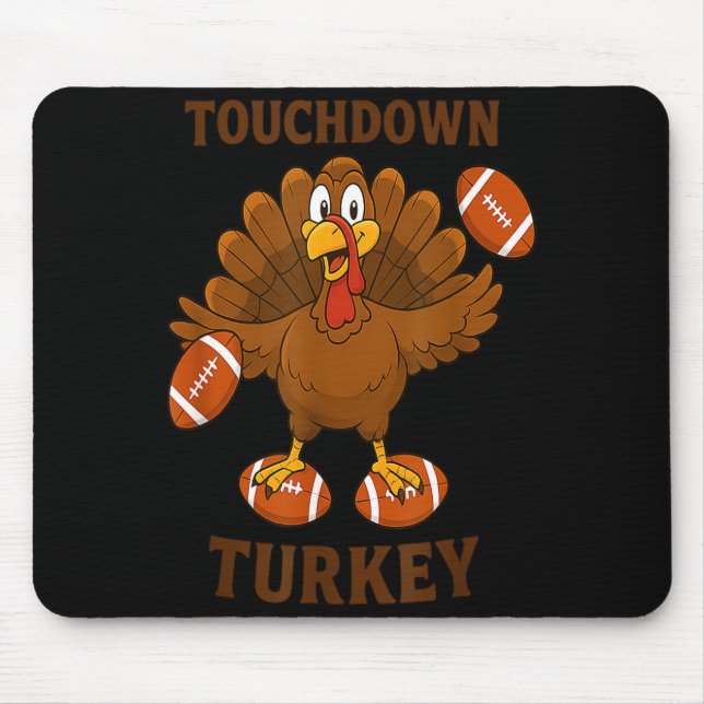 Alfombrilla De Ratón Funny Thanksgiving Football Touchdown Turkey  (Frente)