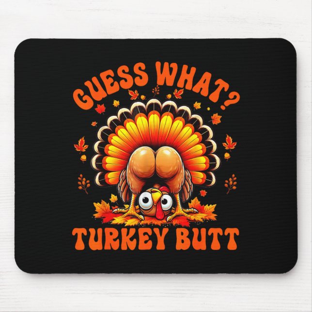 Alfombrilla De Ratón Funny Thanksgiving Guess What Turkey Butt Couples  (Frente)