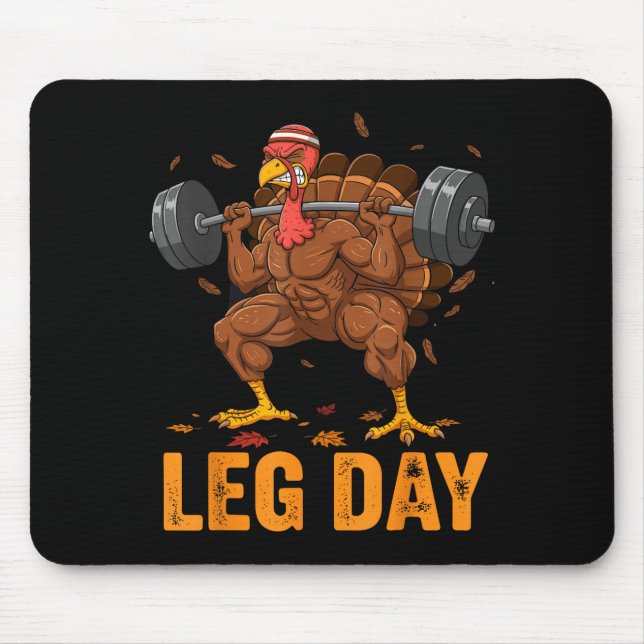 Alfombrilla De Ratón Funny Thanksgiving Turkey Leg Day Gym Workout Fitn (Frente)