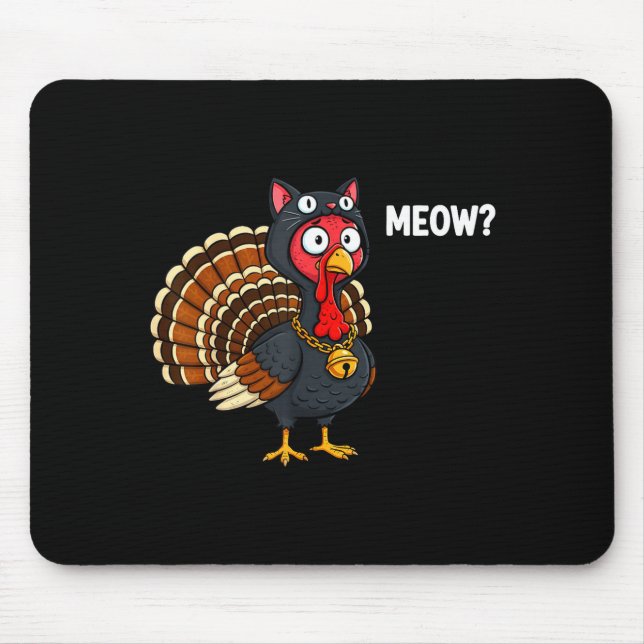 Alfombrilla De Ratón Funny Thanksgiving Turkey Meow Cat Disguise Men Wo (Frente)