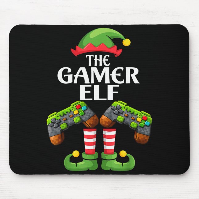 Alfombrilla De Ratón Funny The Gamer Elf Christmas Gamer Boy Kids  (Frente)