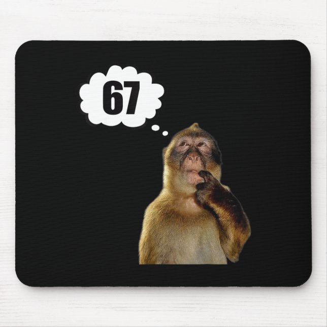 Alfombrilla De Ratón Funny Thinking Monkey Meme Six Seven 6 7 Meme  (Frente)