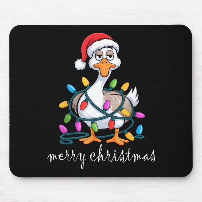 Alfombrilla De Ratón Funny Tired Goose Christmas Lights Silly Holiday F (Frente)
