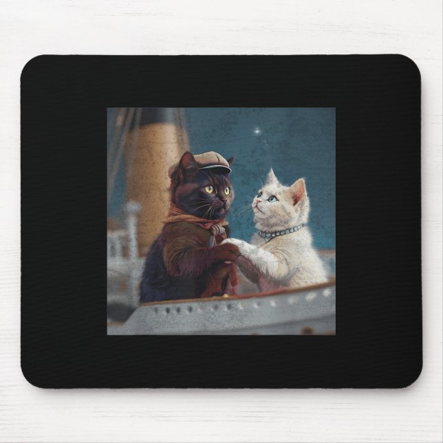Alfombrilla De Ratón Funny Titanic Movie Cat Meme Rms Cruise Ship Men W (Frente)