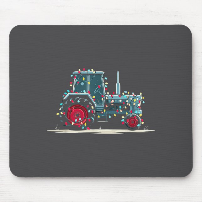 Alfombrilla De Ratón Funny Tractor Christmas Graphics Lights Lover Farm (Frente)