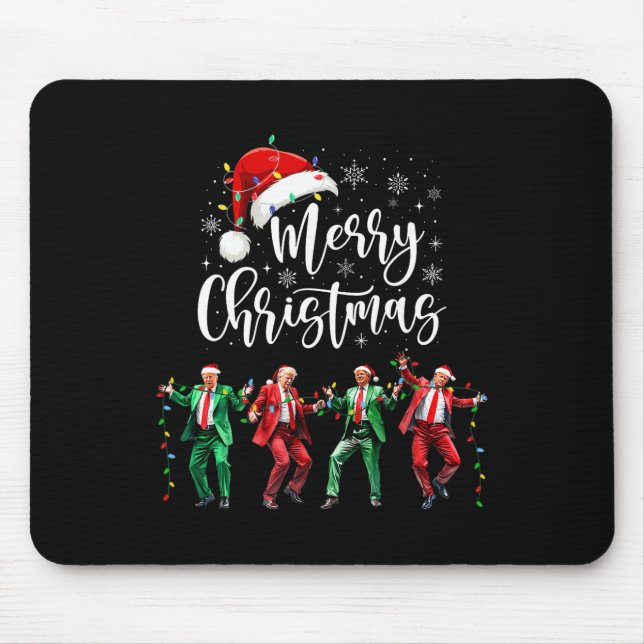 Alfombrilla De Ratón Funny Trump baila Papá Noel Feliz Navidad (Frente)