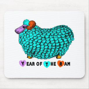 Alfombrilla De Ratón Funny Turquoise Ram Año Chino Zodiac Mousepad