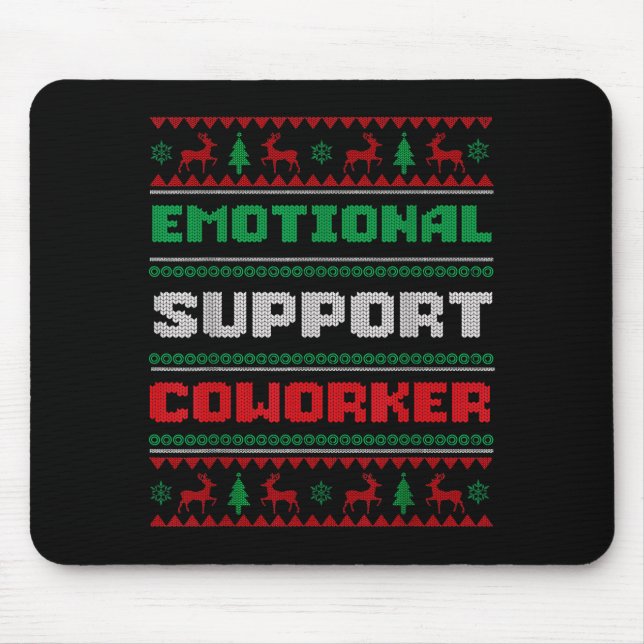 Alfombrilla De Ratón Funny Ugly Christmas Sweater Emotional Suprt Cowor (Frente)