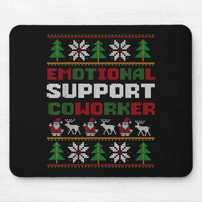 Alfombrilla De Ratón Funny Ugly Christmas Sweater Emotional Suprt Cowor (Frente)