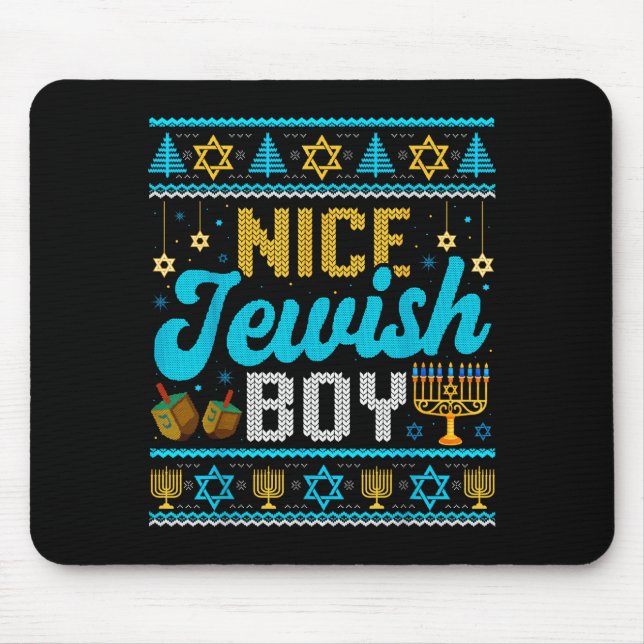 Alfombrilla De Ratón Funny Ugly Hanukkah Sweater Nice Jewish Boy Matchi (Frente)