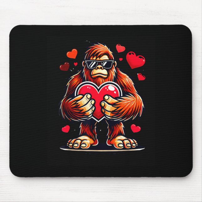 Alfombrilla De Ratón Funny Valentines Day Bigfoot Heart Sungles Sasquat (Frente)