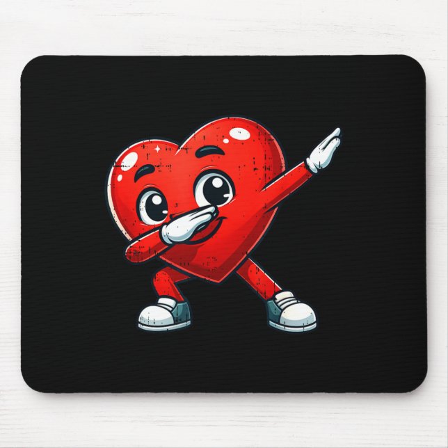 Alfombrilla De Ratón Funny Valentines Day Dabbing Heart Lover Men Kids  (Frente)