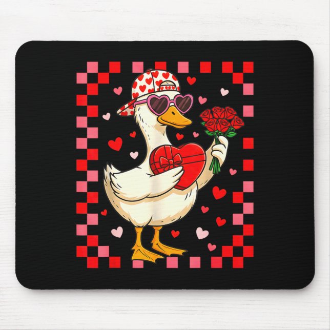 Alfombrilla De Ratón Funny Valentines Day Duck Heart Valentine Cud Kids (Frente)