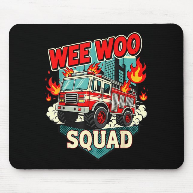Alfombrilla De Ratón Funny Wee Woo Squad Fire Department Firefighter Fi (Frente)