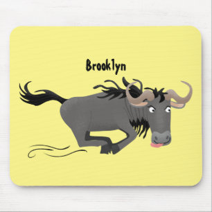 Alfombrilla De Ratón Funny Wildebeest corriendo ilustracion personaliza
