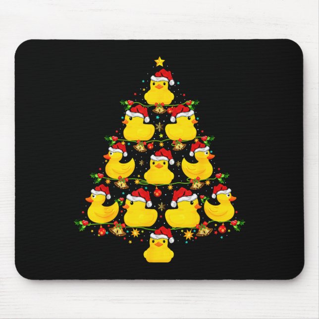 Alfombrilla De Ratón Funny Xmas Lighting Santa Hat Rubber Duck Christma (Frente)
