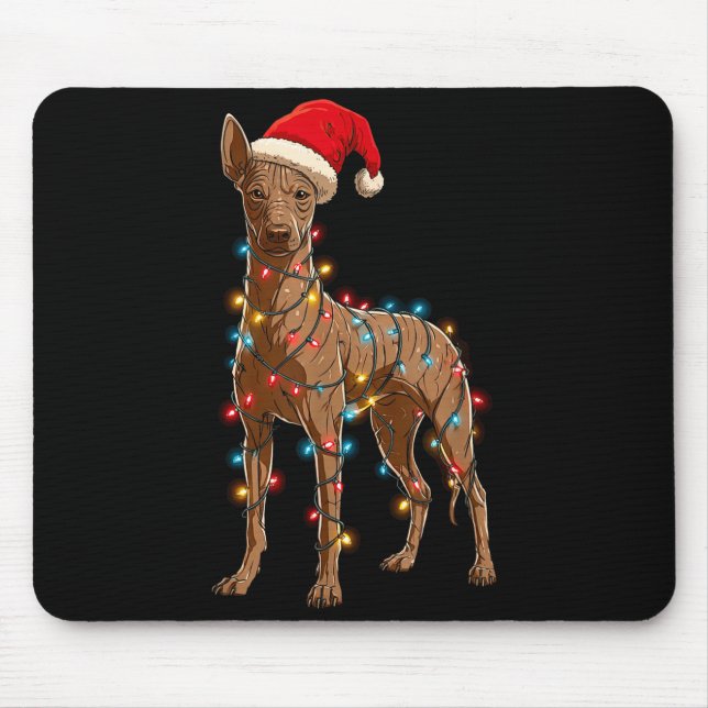 Alfombrilla De Ratón Funny Xoloitzcuintli Christmas Graphic Dog Lights  (Frente)
