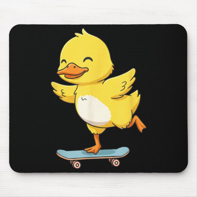 Alfombrilla De Ratón Funny Yellow Duck Skater Skateboard Ballerina Zoo  (Frente)
