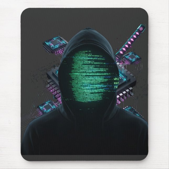 Alfombrilla De Ratón Fusión de tecnología cibernética - Katana de neón  (Frente)