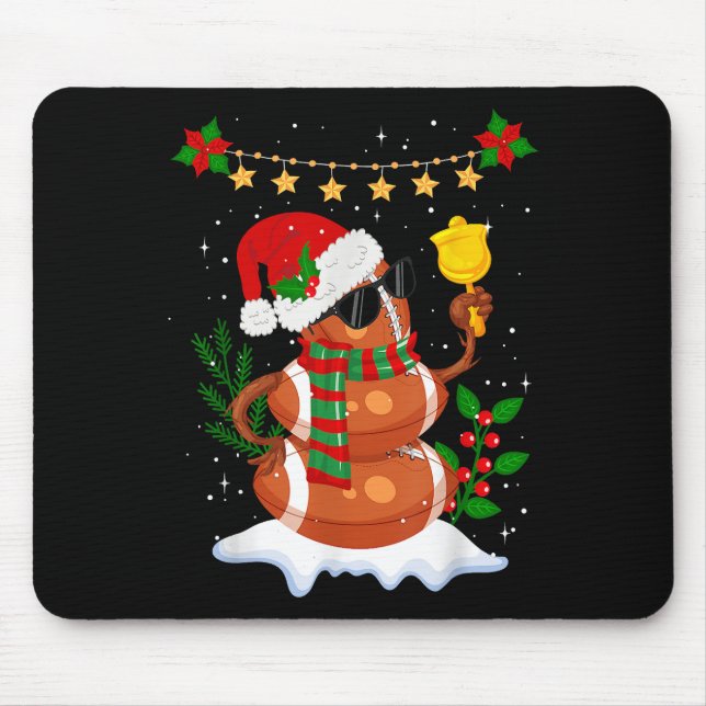 Alfombrilla De Ratón Fútbol Snowman Santa Hat Feliz Navidad (Frente)