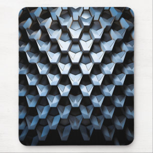 Alfombrilla De Ratón Futurista abstracto azul geométrico metálico