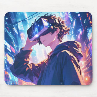 Alfombrilla De Ratón Futuristic Boy With VR - Anime Mouse Pad