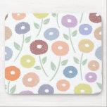 Alfombrilla De Ratón Fuzzy Flower Lg Pattern Pastels on White<br><div class="desc">Fuzzy hand drawn effect flowers and leaves surface pattern design in a mix of pastel colors.</div>