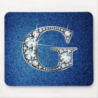 Alfombrilla De Ratón G Faux-"Diamond Bling" en Denim Mousepad