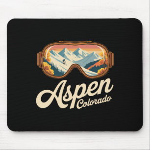 Alfombrilla De Ratón Gafas de esquí Aspen Colorado - Recuerdo retro de 