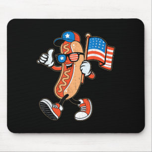 Alfombrilla De Ratón Gafas De Sol Cool Hotdog Con Bandera Americana 4 D