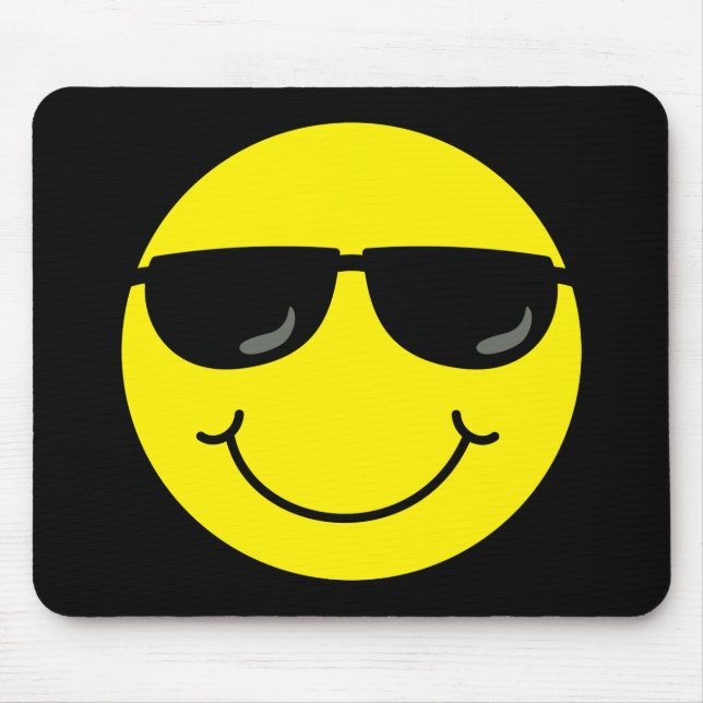 Alfombrilla De Ratón Gafas de sol de la Emoji Guay en negro (Frente)