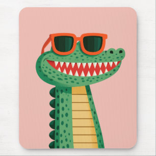 Alfombrilla De Ratón Gafas de sol divertidas de cocodrilo, adorable ani