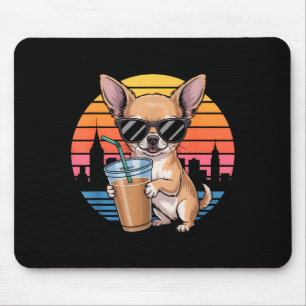 Alfombrilla De Ratón Gafas de sol divertidas para chihuahua café helado