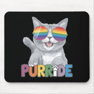Alfombrilla De Ratón Gafas de sol Purride Cat Orgullo Gay Arcoíris LGBT