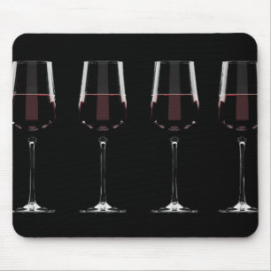 Alfombrilla De Ratón Gafas de vino con vino tinto en negro