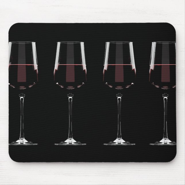 Alfombrilla De Ratón Gafas de vino con vino tinto en negro (Frente)