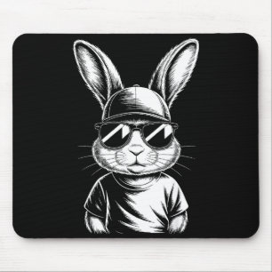 Alfombrilla De Ratón Gafas Retro Cool Bunny Face Día de Pascua Niños Ho