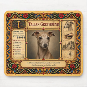 Alfombrilla De Ratón Galgo Italiano, Arte de Bestiario Medieval